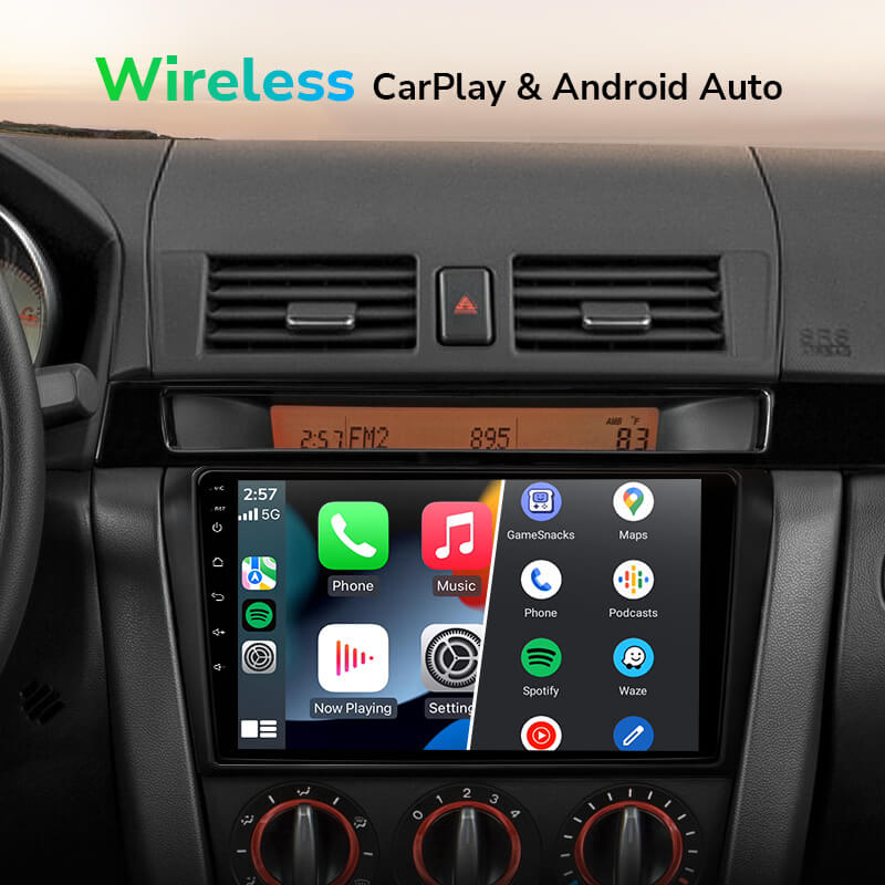 Eonon 04-09 Mazda 3 Android 13 Wireless Apple CarPlay & Android Auto Car Radio with 6GB RAM 64GB ROM & 9 Inch QLED Touch Screen